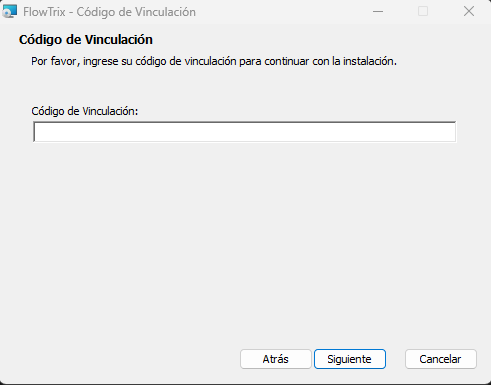 Instalador - Código de vinculación